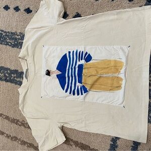 Graphic Tee with Blue and Yellow Design